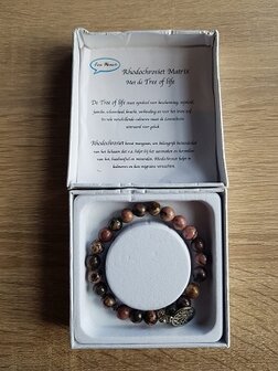 Dames armband Rhodonchrosiet Matrix met tree of life bedel