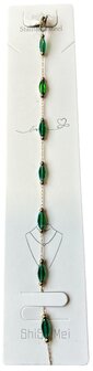 Enkel-/armbandje met ovale groene kralen