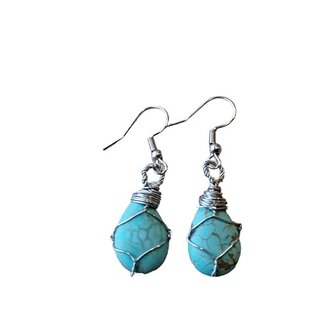 Turquoise oorbellen van natuursteen