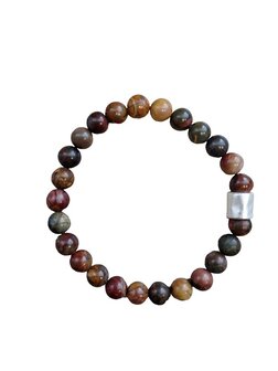 Picasso Jaspis koffie bruin heren natuurstenen armband