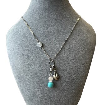 Ketting met Bi schijf Rozenkwarts