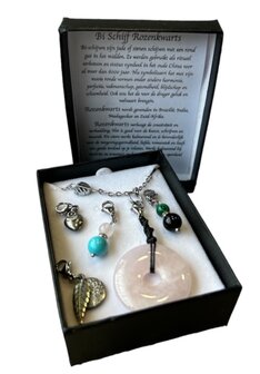 Ketting met Bi schijf Rozenkwarts