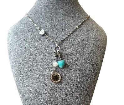 Bi schijf Amethist met RVS ketting