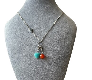 Bi schijf Amethist met RVS ketting