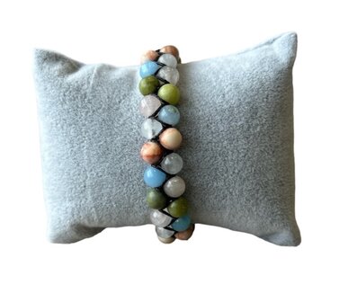 Gevlochten dames armband met natuursteen