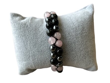 Gevlochten dames armband met Rozenkwarts