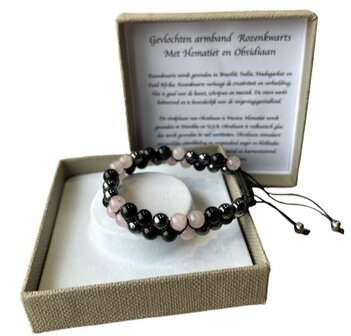 Gevlochten dames armband met Rozenkwarts