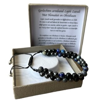 Gevlochten dames armband met natuursteen