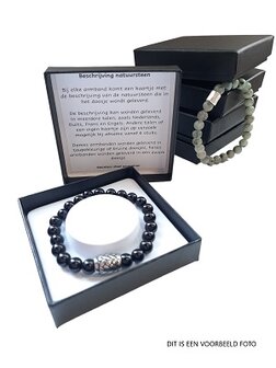 Heren armband 8 mm Onyx mat met vlecht kraal