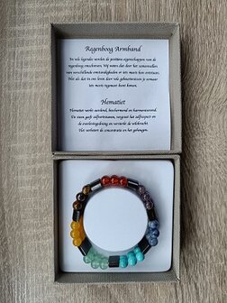Dames armband Regenboog &amp; Hematiet