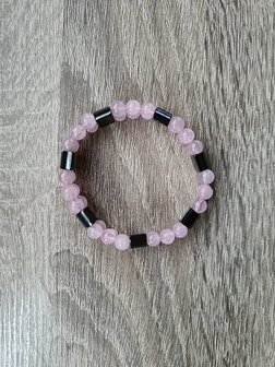 Dames armband Rozenkwarts &amp; Hematiet