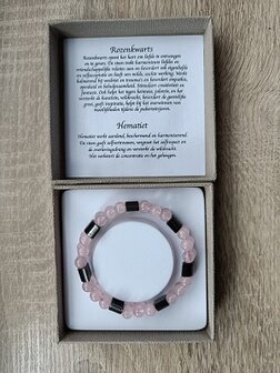 Dames armband Rozenkwarts &amp; Hematiet
