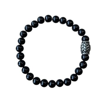 Herenarmband Onyx met vlecht kraal