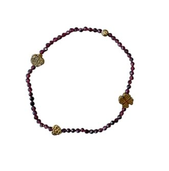 Armband Granaat met goudkleurige tussenkralen