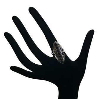 Dames ring met Onyx kralen