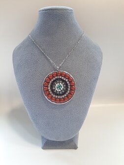 Mandala ketting met rode Jaspis natuursteen
