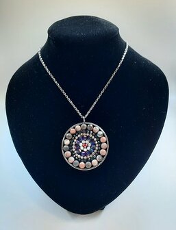 Mandala ketting roze Zebra Jaspis