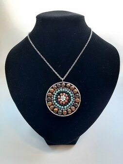 Mandala natuurstenen ketting Tijgeroog