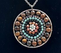 Mandala natuurstenen ketting Tijgeroog