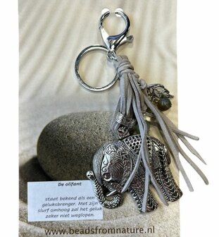 Tas- sleutelhanger Olifant met grijze veter