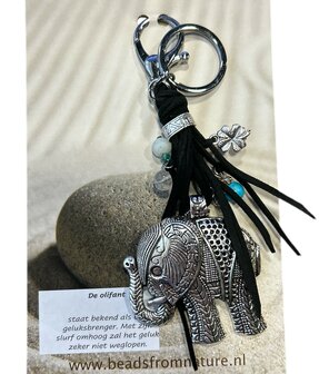 Tas- sleutelhanger Olifant met zwarte veter