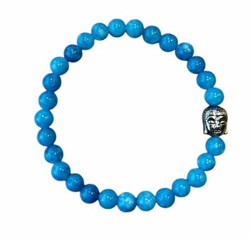Dames armband Aquamarijn met Boeddha kraal