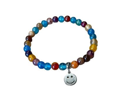 Agaat armband met Smiley bedel