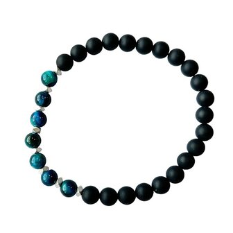 Onyx en blauwe Tijgeroog dames armband