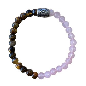 Tijgeroog met Rozenkwarts natuurstenen armband