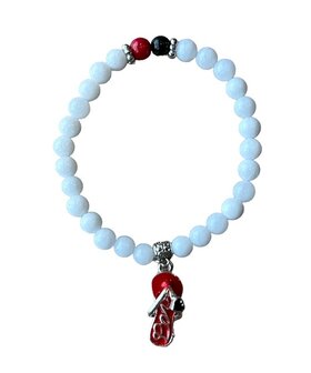 Armband witte Jade met slipper bedel