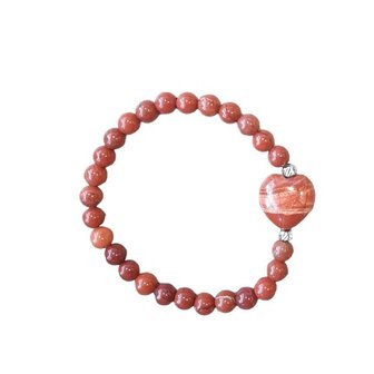 Dames armband Rode Jaspis met hart