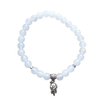 Witte Jade dames armband met dromenvanger