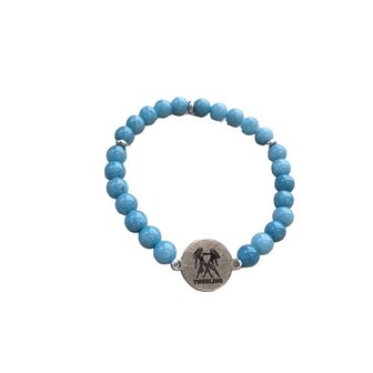 Aquamarijn armband met sterrenbeeld Tweeling