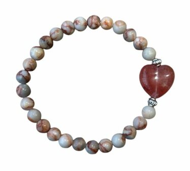 Red Veined White Onyx met rode Calciet