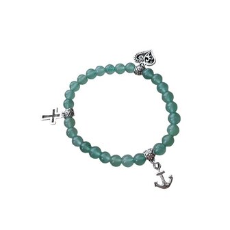Aventurijn armband met geloof hoop en liefde bedels