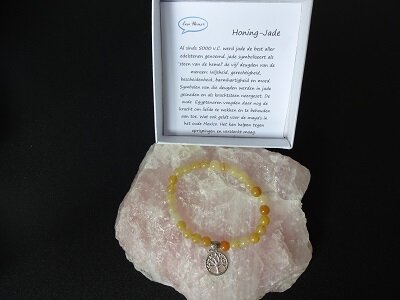 Dames armband Honing-Jade met Tree of Life kraal