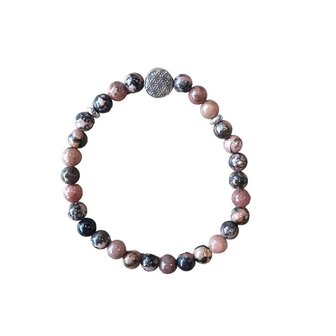 Rhodoniet dames armband met Flower of Life