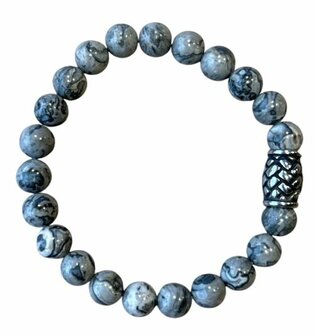 Picasso Jaspis armband met vlecht kraal