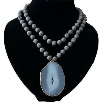 Bohemian ketting met Lava en Agaat