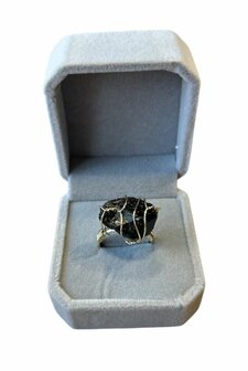 Ring met natuursteen zwarte Obsidiaan