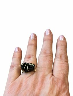 Dames ring met zwarte Obsidiaan