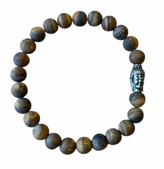 Tijgeroog mat natuurstenen heren armband
