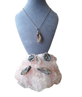 Ketting met Geode van natuursteen Agaat
