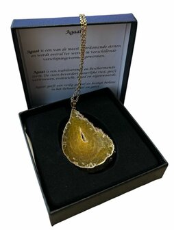 Bruine Agaat met goudkleurige ketting
