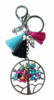 Tassen/sleutel hanger Levensboom met mix van kleuren