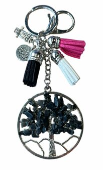 Tassen/sleutel hanger Levensboom met Onyx