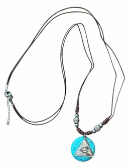 Ketting met oog en natuursteen Turquoise