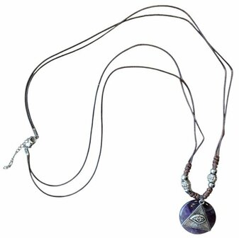 Ketting met oog en natuursteen Amethist