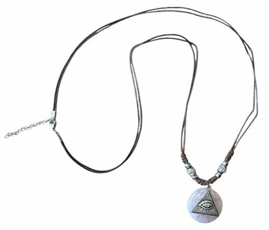 Ketting met oog en natuursteen Rozenkwarts