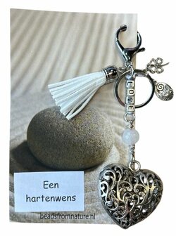 Sleutelhanger liefde met witte Jade